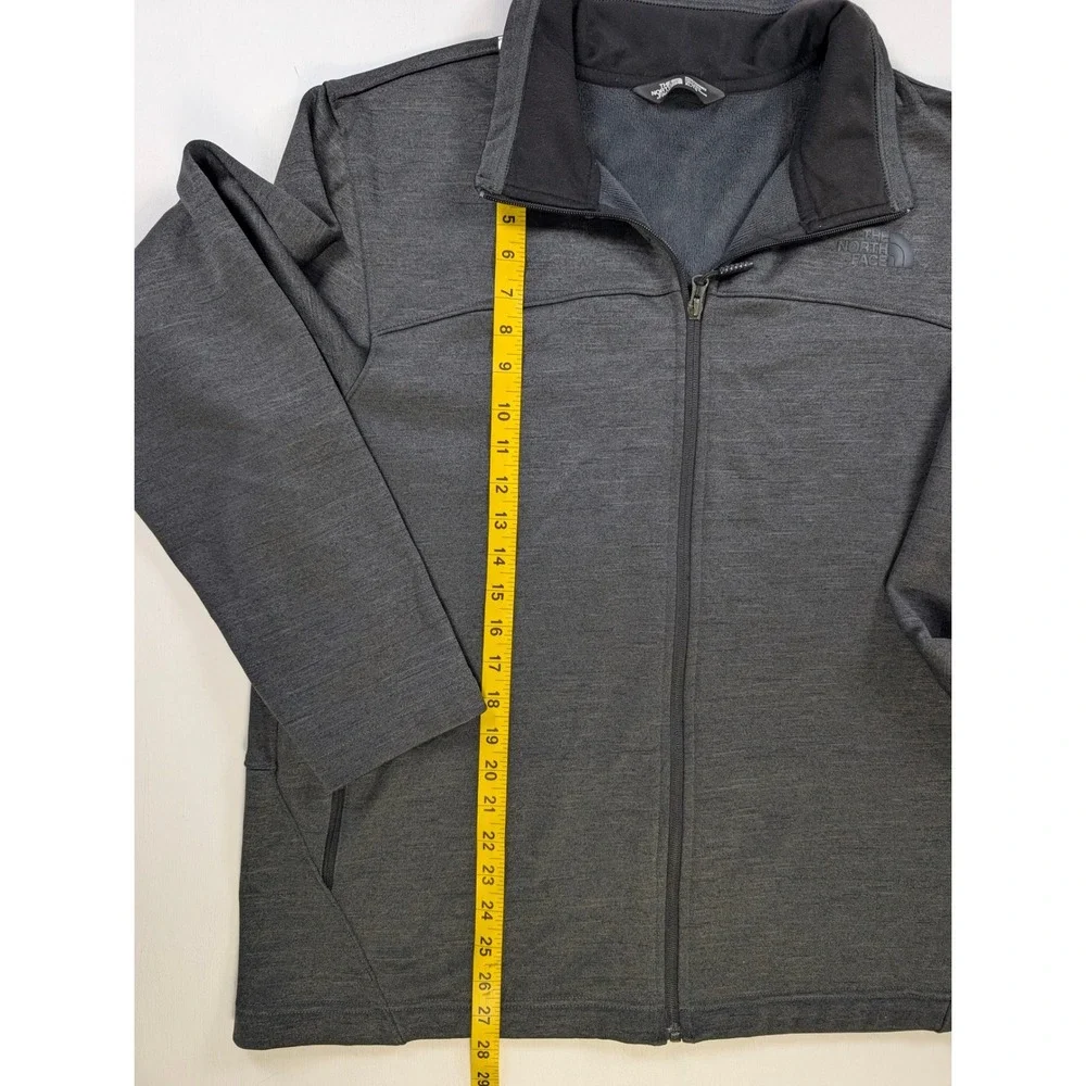 The North Face Mens XL Full Zip Fleece Jacket Charcoal Grey Heathered Softshell